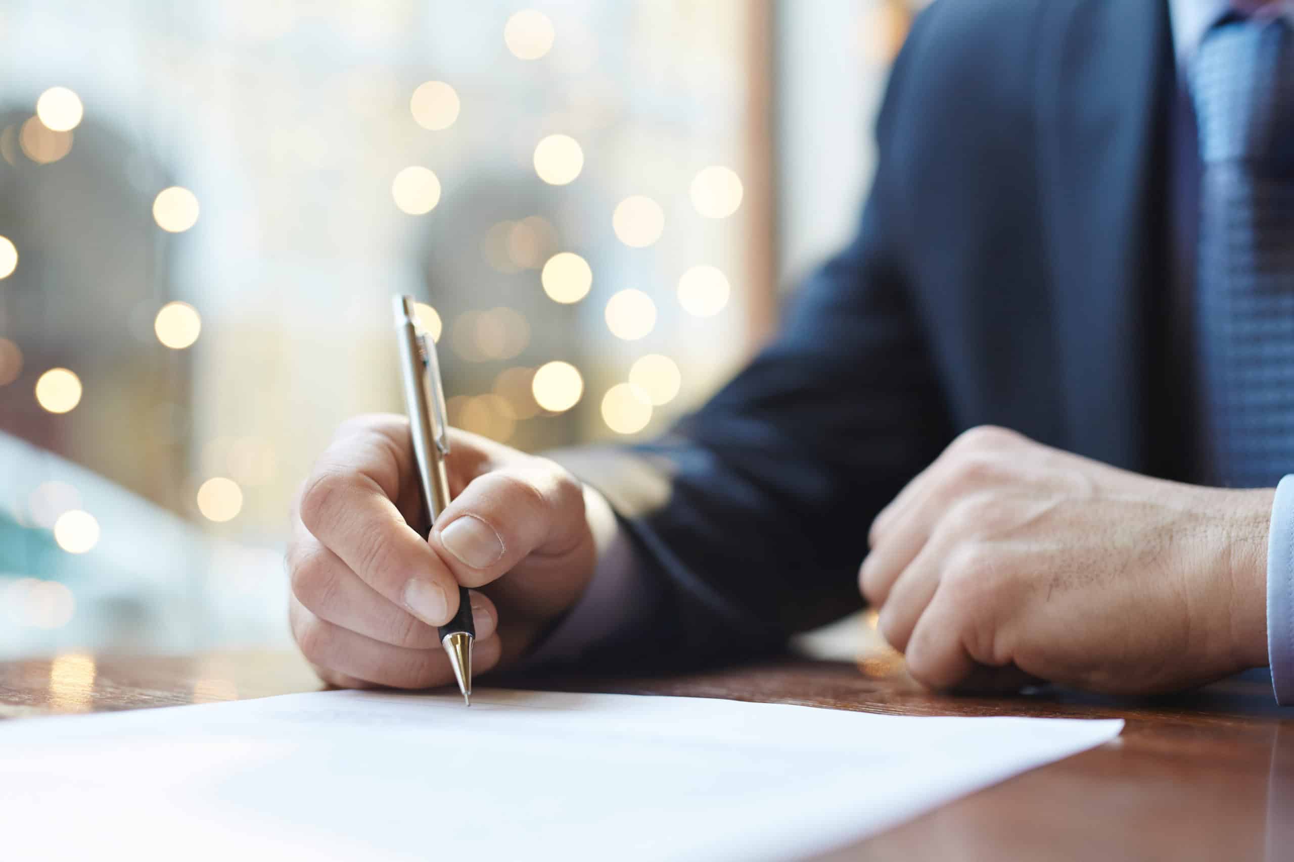 signing a document
