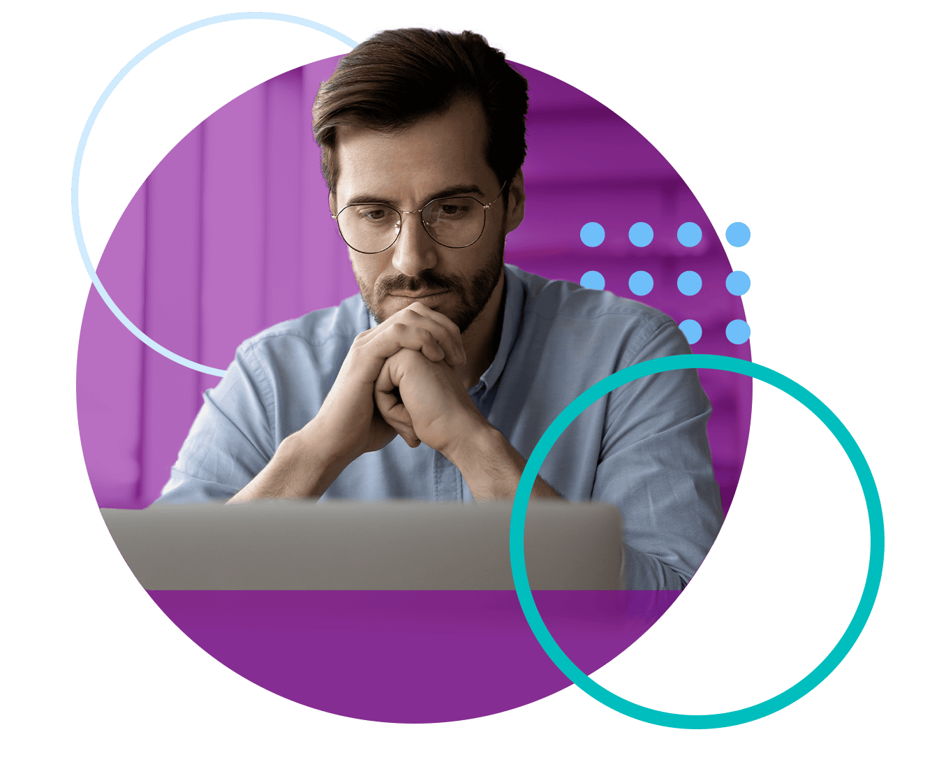 Businessman working with VL on computer