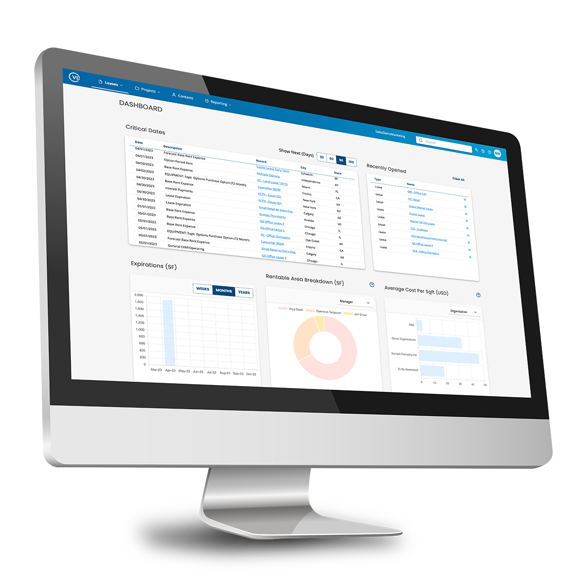 VL Dashboard screen