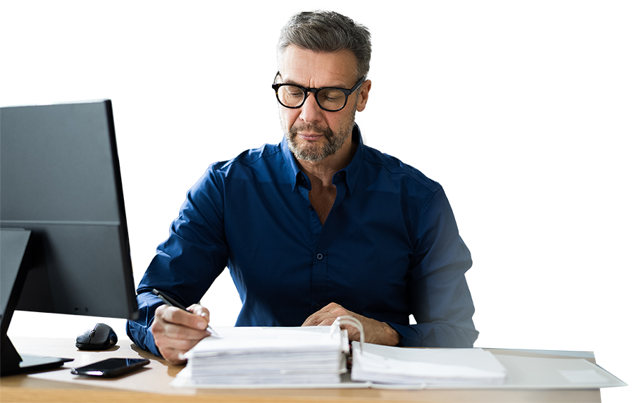 Businessman working on computer using VL