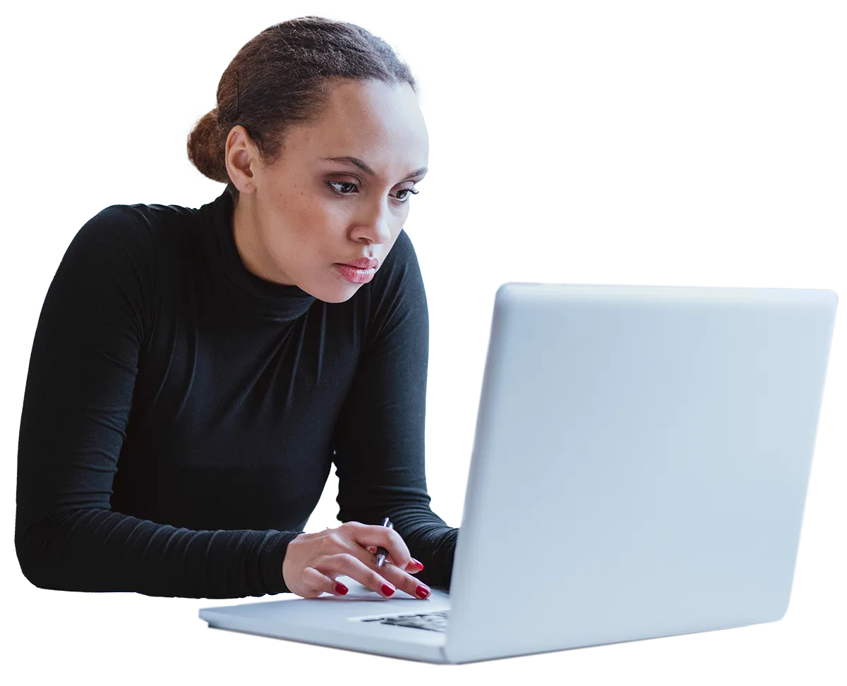Businesswoman working on VL computer