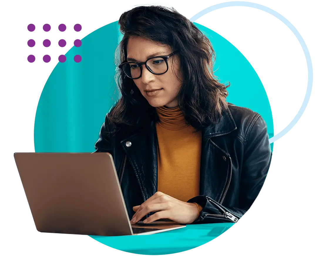 woman working on a computer using VL